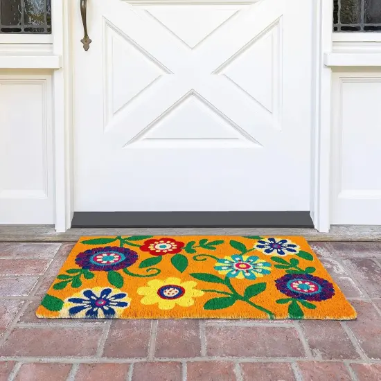 Juvale Summer Welcome Coir Floral Doormat for Outdoor Entrance, 17 x 30 Inches, Ideal for Door Entrance, Patio, Backyard, Laundry Brown {3}