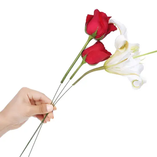 200 Pcs 22 Gauge Floral Stem Wire,Floral Stems for Flower Arrangements DIY,Bouquent Stem Wrapping and Crafts,16 Inch,Dark Green {1}