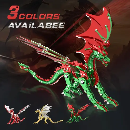 3D Puzzles for Kids,Stainless Steel Pteranodon Metal Kit - 3D Metal for Kids, Parent-Child Activity Toy/Building Blocks,Jigsaw Toy for Family Game (Red-Green) {2}