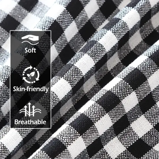 Black and White Buffalo Plaid Outdoor Pillow Covers 18x18 Set of 2, 18 x 18 Modern Farmhouse Decor Couch Pillows, Black White Winter Christmas Holiday Plaid Pillows (No Pillow Inserts) {4}