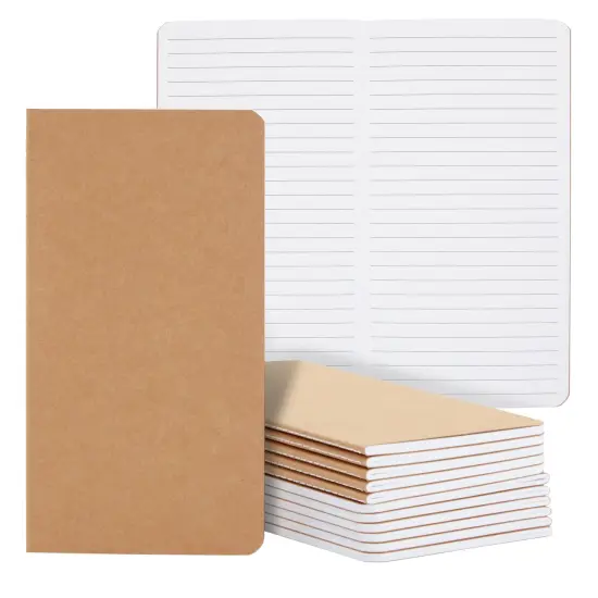 12 Pack Kraft Paper Notebooks, H5 Lined Journals for Travelers, Notes, Blank Soft Cover Diary (4 x 8 Inch) Brown {1}
