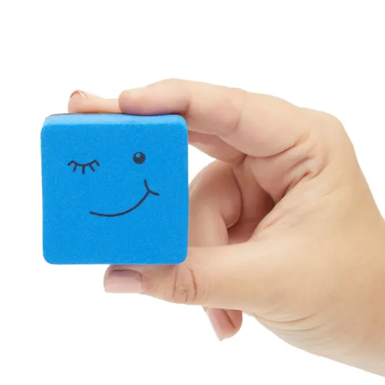 24 Pack Magnetic Mini Dry Erase Board Erasers for Teachers, Classroom Whiteboard, School Supplies, Smiley Face (4 Colors, 2x0.7 in) {6}