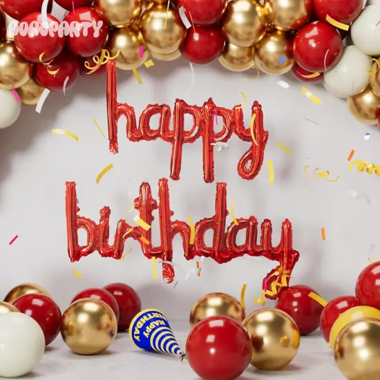 Red Happy Birthday Balloon Banner 16Inch Mylar Foil Happy Birthday Letters {2}