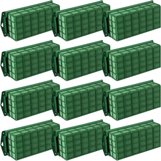 12 Packs Floral Foam Cage Rectangle Flower Cage Holders with Floral Foam Floral Arrangement Supplies for Fresh Flowers, Home Weeding Decorations, 11.8 x 4.3 x 3.1 Inches {1}