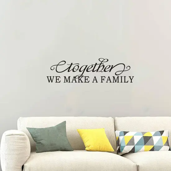 Family Wall Art, Family Wall Stickers, (Easy to Apply), Vinyl Wall Decor Art Living Room Bedroom Bathroom Dining Room, Inspirational Love Quotes Saying Sign Men Home, Together We Make A Family {1}