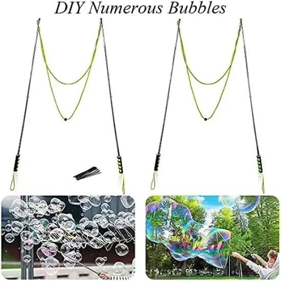Bubble Wands, Ubitree 2Pcs Stainless Steel Giant Bubble Blower Wands, Telescopic Design Outdoor Bubble Sticks Bubble Maker Toys for Boys Girls Adults Birthday Party Favors Lawn Park Beach Summer Fun {2}