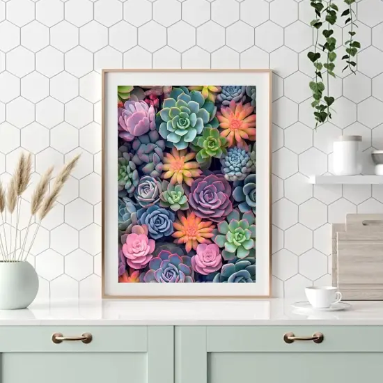 Succulent Paint by Numbers Kits for Adults Beginners-Succulent Plant Paint by Number for Adults,Easy Canvas Paint by Numbers for Adults for Home Wall Decoration and Gifts 16X20 inch {2}