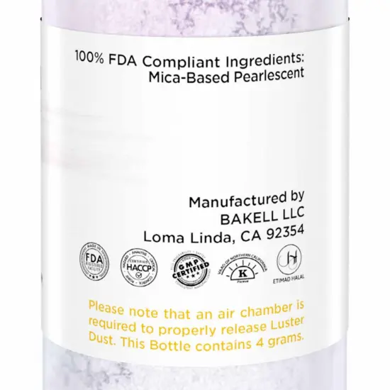 Bakell - Iridescent Pink Luster Dust (4g, 1x Pump) Edible Vegan Dust & Paint for Baking, Desserts and Beverages {6}