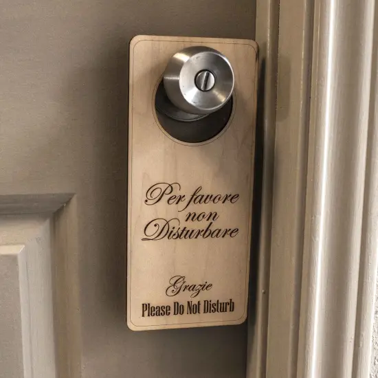Italian Language - Please Do Not Disturb - Door Hanger - Raw Wood 9x4 {3}