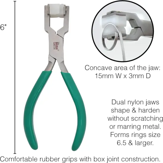 Double Nylon Jaw Ring Bending Plier, 5.5 inches (140mm), Green PVC comfort grip handle, no spring, for protecting wire when bending {5}