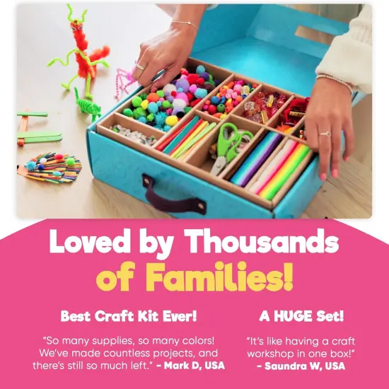 Arts & Crafts Summer Chest - 3000+ pcs Deluxe Craft Supplies Box, 2 Drawers, 18 Compartments, Sturdy Handle - Art Crafting Kit Easter Gifts for Kids, School Supply for Ages 4 5 6 7 8 9 10 11 12 {2}