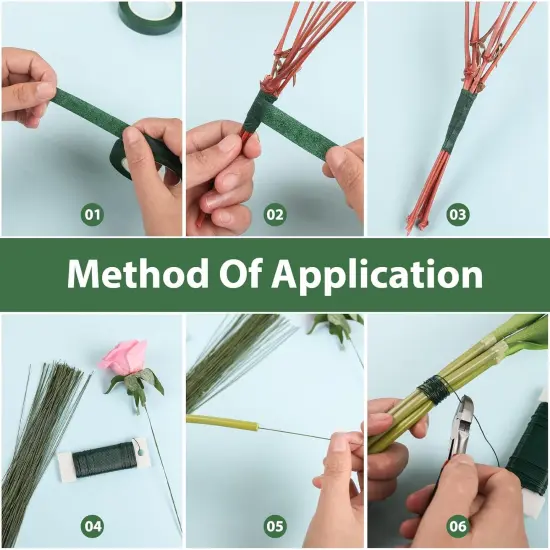 Floral Arrangement Kit with Green Floral Tape and Wire,26 Gauge Floral Stem Wire,22 Gauge Floral Wire,Boutonniere Pin for Bouquet Stem Wrap Florist. {3}