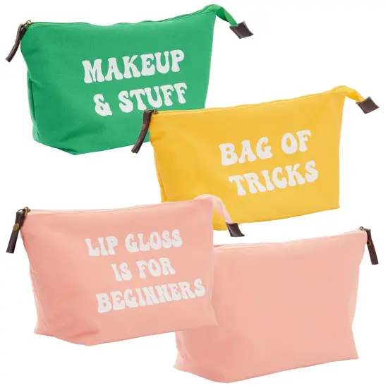 6 Pack Small Canvas Makeup Bags with Zipper for Women, 3 Colors/Designs (8 x 4 x 6 In) Multicolor {7}