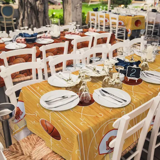 Basketball Party Supplies Set: Basketball Party Decorations & Party Favors, Includes 2-Pack Basketball -Themed Tablecloths for Kids 1st Birthday, Basketball Disposable Table Covers 54 x 108 Inch {5}