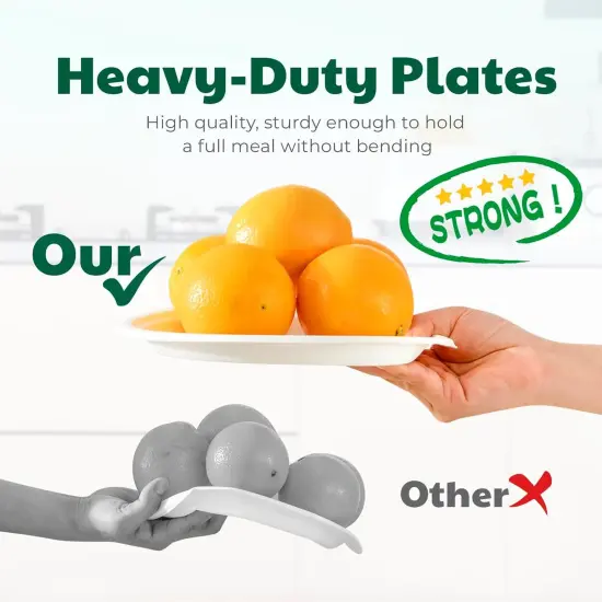 125 Count Compostable Paper Plates, 6 Inch Heavy Duty Disposable Plates by Biodegradable Bagasse, Dessert Plates Bulk for Party | Microwave-Safe | Soak-Resistant, Cut Resistant {4}