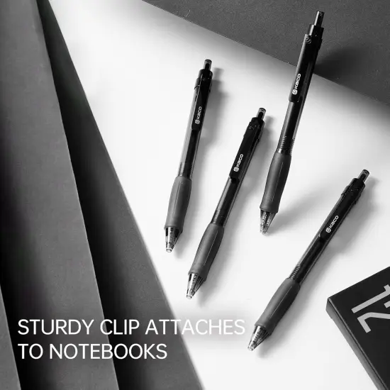 12 Pieces Black Gel Pens, 0.5 mm Fine Point (12 Black Set) {5}