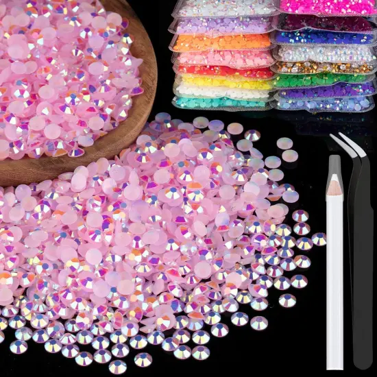 5000pcs 3mm Resin Rhinestones Bulk, Light Pink AB Flatback Round Jelly Rhinestones Bedazzling Non Hotfix Crystal Gems Large Quantity Wholesale for DIY Crafts Clothes Tumblers Face Makeup Manicure {1}