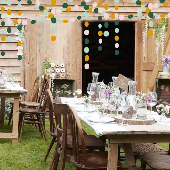 Sage-Green Pink Gold Paper Garland - 52Ft Glitter Paper Hanging Decoration Streamer Banner,Baby Bridal Shower Safari Birthday Tropical Party Decorations Jungle Theme Wedding Bunting {4}