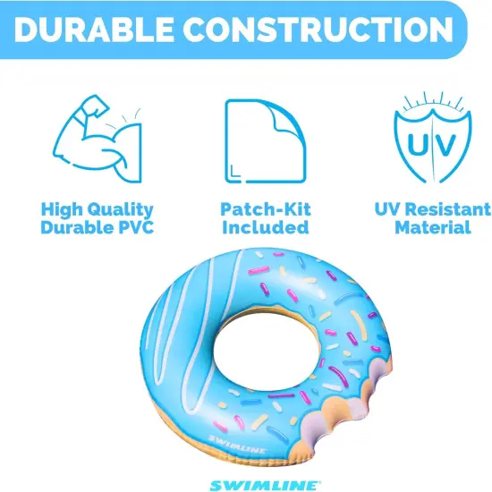 Swimline Inflatable Donut Swimming Pool Ring - 42" - Blue {6}