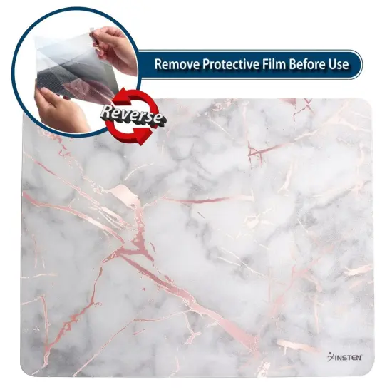 Insten Marble Mouse Pad for Computer Desk High Quality Ultra Thin Reflective Non Slip - White/Rose Gold {3}