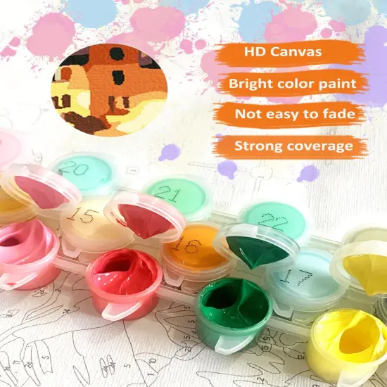 2 Pack Paint by Numbers Kit for Adults 16x20inch Stained Glass Butterfly Paint by Number Canvas, Acrylic Adults' Paint-by-Number Kits Flowers {3}