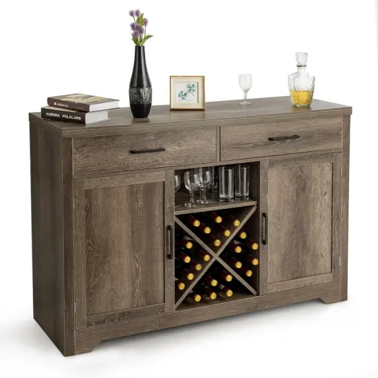 Costway Buffet Cabinet Sideboard Console Storage Cabinet side Cabinet With Two Drawers Brown {1}