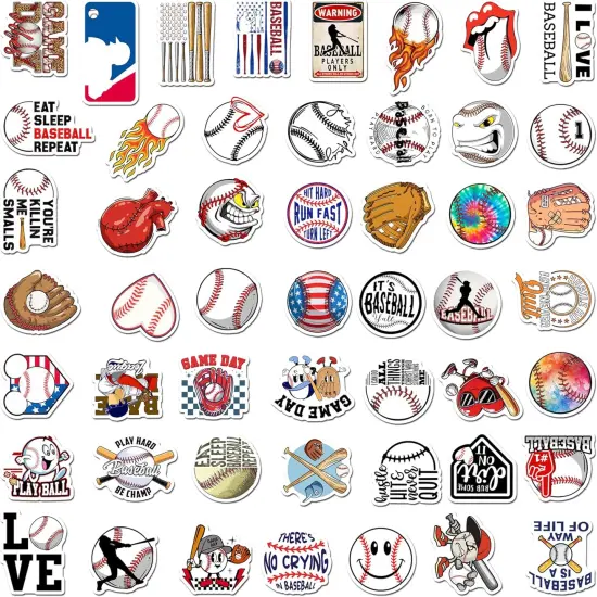 50 Pcs Baseball Stickers, Baseball Vinyl Stickers for Water Bottle, Laptop, Phone, Baseball Gifts, Sport Stickers Baseball Decorations for Teens Boy (Baseball Stickers Decal) {2}