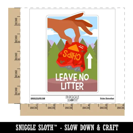 Water Bottle Sticker Set Leave No Litter Cleaning Parks Hiking Nature Cute Waterproof Vinyl Stickers Pack Decal, Skateboard, Laptop, Car, Window, Bumper - 5 Pack {1}