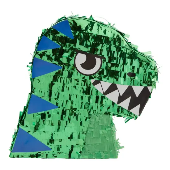 Dinosaur Pinata for Boys Birthday T-Rex Themed Party Supplies, Green Foil Dino Decorations (Small, 11.7 x 3.0 x 15.7 In) {4}