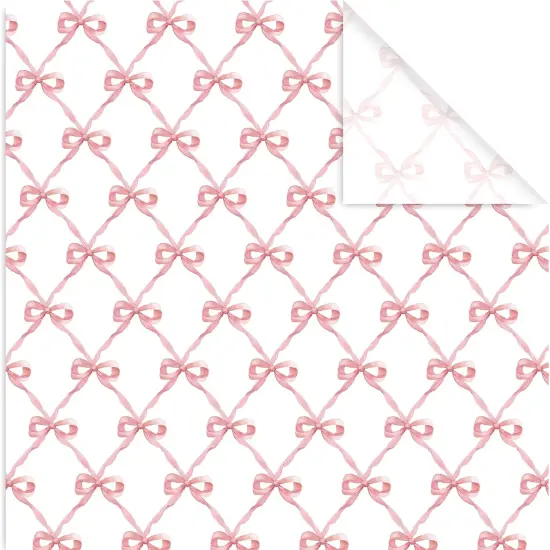 6 Sheets Pink Bow Wrapping Paper -Not Roll- Gift Wrap Paper Folded Flat Large Craft Paper for Birthday Baby Shower Party Supplies, 27.6 x 39.4 Inch {2}