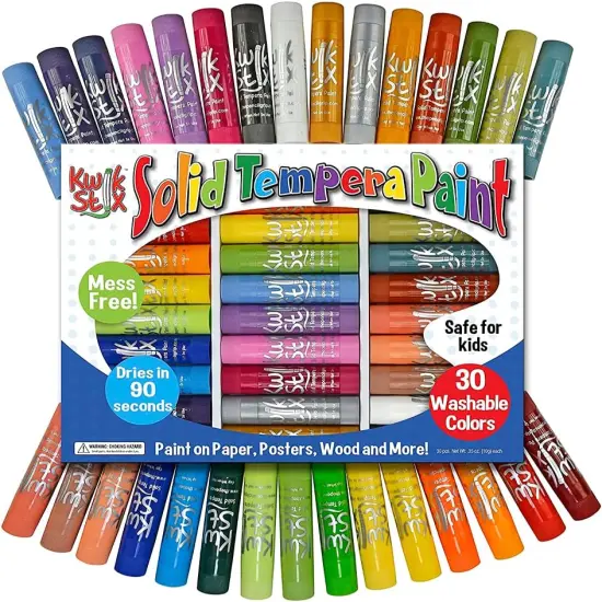 Solid Tempera Paint Sticks, 30 Colors, Washable Paint Sticks for Kids, Super Quick Drying, Non-Toxic, Allergen Free, Paint Sticks in Classic, Pastel, Metallic, Earth & Jewel Colors {2}