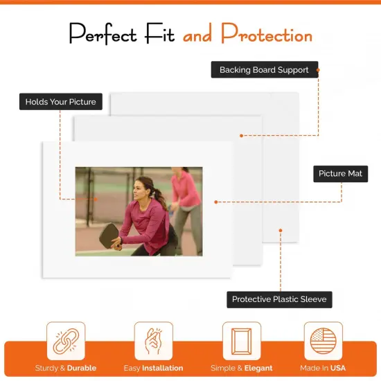 iFrame Pre-Cut White Mats with light Cream Bevel-Cut + Backing Boards + Transparent Clear Plastic Bags {9}