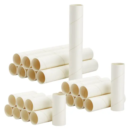 24 White Cardboard Tubes for Crafts, Empty Paper Rolls, Cylinders in 3 Sizes for DIY Art Projects (4, 6, and 10 Inches) {6}