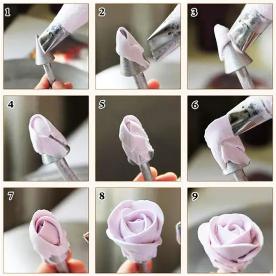 12 PCS Cake Decorating Supplies, Woohome 8 PCS 2 Style Cake Flower Nail, 2 PCS Flower Lifters and 1 PCS Wood Flower Nails Holder, 1 PCS Cake Icing Dispensers for Icing Flowers Decoration {5}