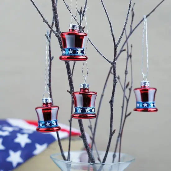 Sam Blown Glass Patriotic Ornaments Handcrafted Hanging Tree Decorations {4}