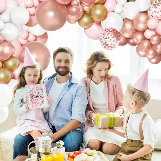 125pcs Pink White Rose Gold Balloons Garland Arch Kit, Different sizes 5 10 12 18 inch Rose Gold Pink White Confetti Balloons {5}