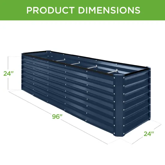 Best Choice Products 8x2x2ft Raised Metal Outdoor Garden Bed, Planter Box for Flowers, Vegetables, Herbs Navy {2}