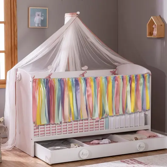 Pastel Rainbow Ribbon Tassel Garland Colorful Fabric Banner Hanging Patry Decoration Backdrop for Baby Shower, Highchair, Birthday Macron Banner Backdrop Decor 40 Inches(L) X 14 Inches(W) {3}