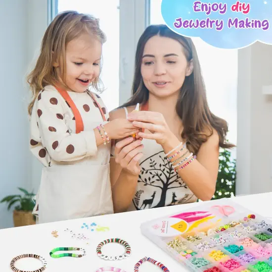 Easter Basket Essentials for Kids Girls - 5300 Clay Beads Bracelet Making Kit,Arts and Crafts for Kids Ages 8-12,Easter Crafts Games Toys for 3-10 Year Old Birthday Gift,Stuff Supplies {4}