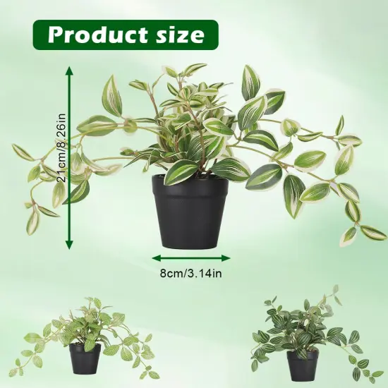 3 Packs Fake Plants Indoor with Black Plastic Pot - Realistic Artificial Potted Plants for Home, Office, Bathroom, Desk, Shelf, Living Room & Bathroom D&eacute;cor {3}