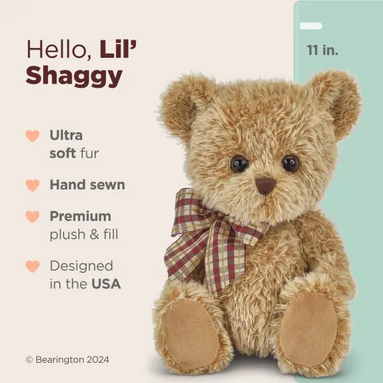 Bearington Baby Shaggy The Brown Teddy Bear Plush, 11 Inch Bear Stuffed Animal, For Ages 3-14 {2}