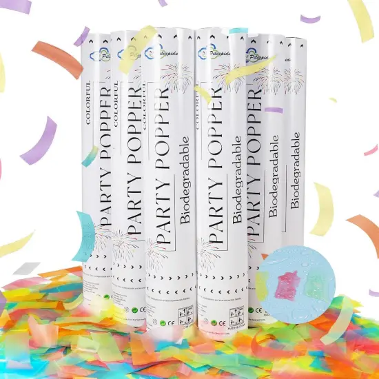 Biodegradable Confetti Cannon,6Pack Biodegradable Mulitcolor Confetti Poppers Party Shooters,12inch Party Poppers For Lawns Wedding,Birthday,Celebrations,Photo Shoots and New Years. {1}