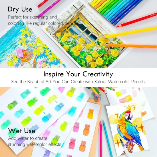 Professional Watercolor Pencils, Set of 72, Studio Collection Artist Pencils, Pre-Sharpened Water Colored Pencils, Firm Texture, Watersoluble, Great Holiday Gifts for Adult or Teens {4}