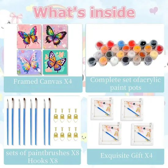 Butterfly Paint by Numbers Kit for Adults, Adult Paint by Numbers Butterfly, Adult Paint by Number Kits Flower Canvas Painting Kit for Beginner Oil Painting Kits for Gift Home Wall Decor 16x20 Inch {4}