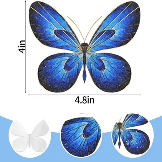 Cloisonne Enamel Art Painting Adult DIY Craft Kit, Filigree Enamel Art Projects Crafts Supplies Paint by Numbers Kit, 3D Blue Butterfly Craftwork Handmade Home Decor Mother's Day Stress Relief Gifts {2}
