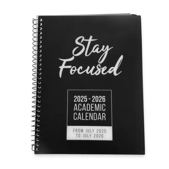 RE-FOCUS THE CREATIVE OFFICE 2025-2026 July through June Academic Calendar Planner &ndash; Weekly & Monthly Views with Time Slots | Durable & Portable Design Black {7}