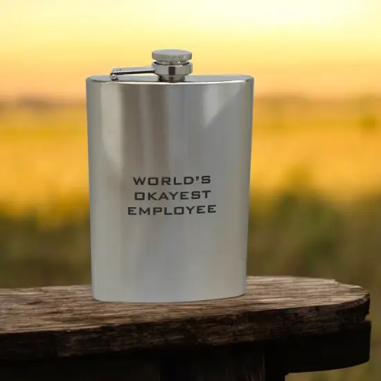 8oz World's Okayest Employee Stainless Steel Flask {5}