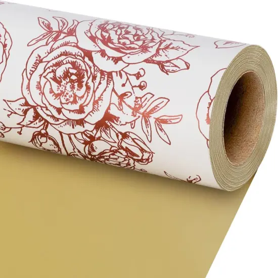Reversible Floral Wrapping Paper Roll, 17Inch x 33 Feet (46.7 Sq. Ft) {1}