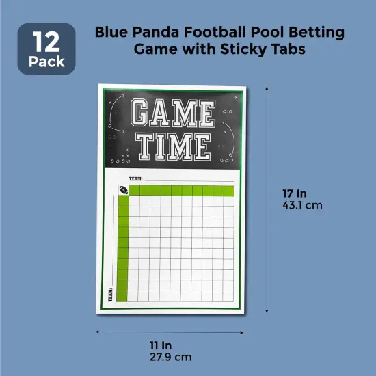 12 Pack Football Betting Squares Game Poster (11 x 17 inches) with 4 Sticky Tabs for Office Pool, Football Party Decorations Black {2}