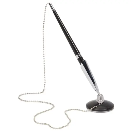 Juvale 3 Pack Desk Pen with Chain - Adhesive Security Pen Holder - 26" Long Chain for Business Counter, Front Desk, Reception, Bank, Hotel (0.5mm Black Ballpoint Pens) {5}